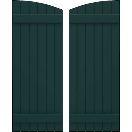 Americraft 6-Board (2 Batten) Wood Joined Board-n-Batten Shutters W/ Ellipt Top, ARW101BE621X71FGH